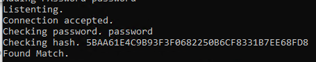 Picture of showing password filter working.
